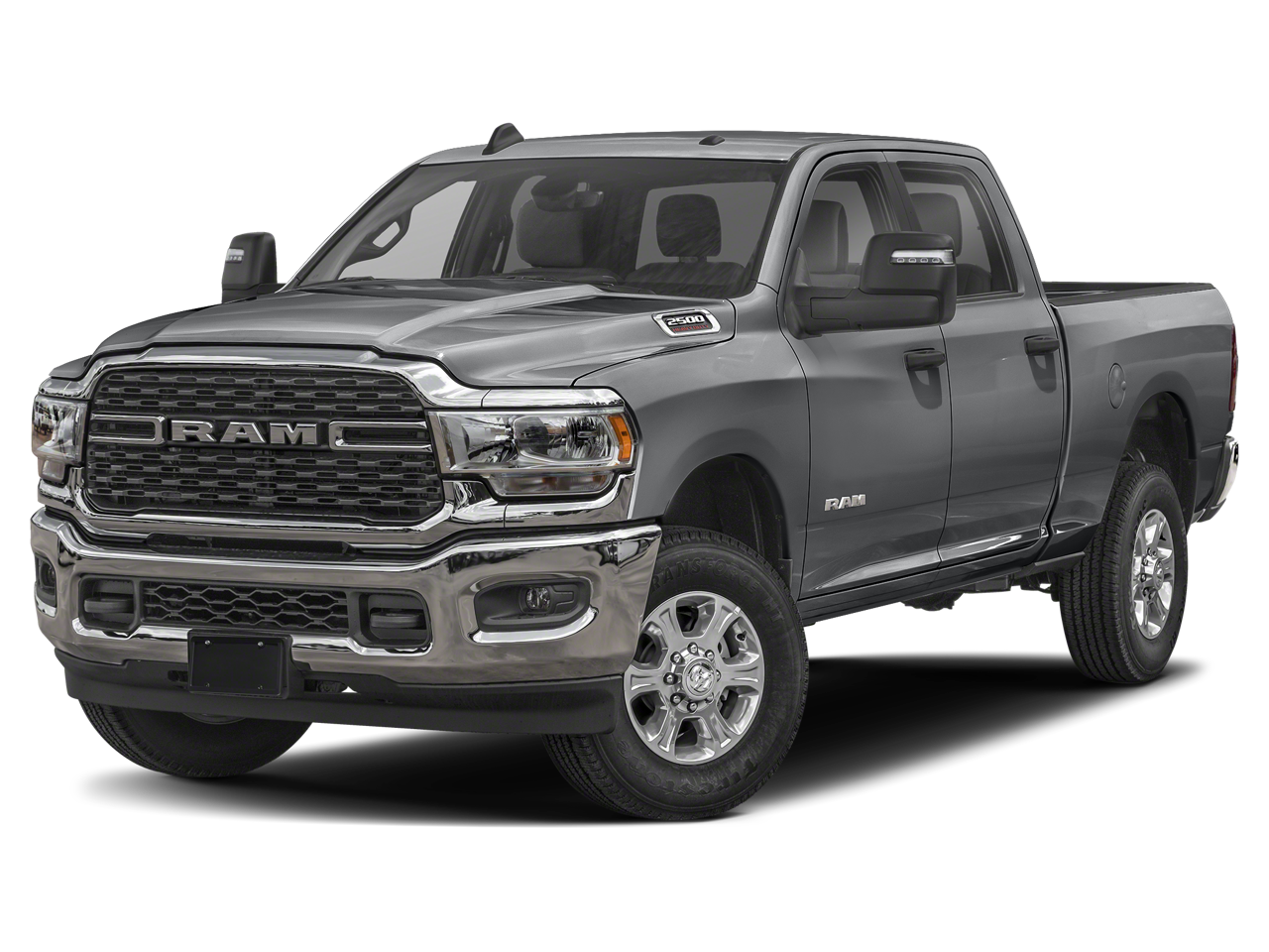 2024 RAM 2500 Laramie Crew Cab 4x4 6'4' Box in Billet Silver Metallic Clearcoat — front three-quarter view