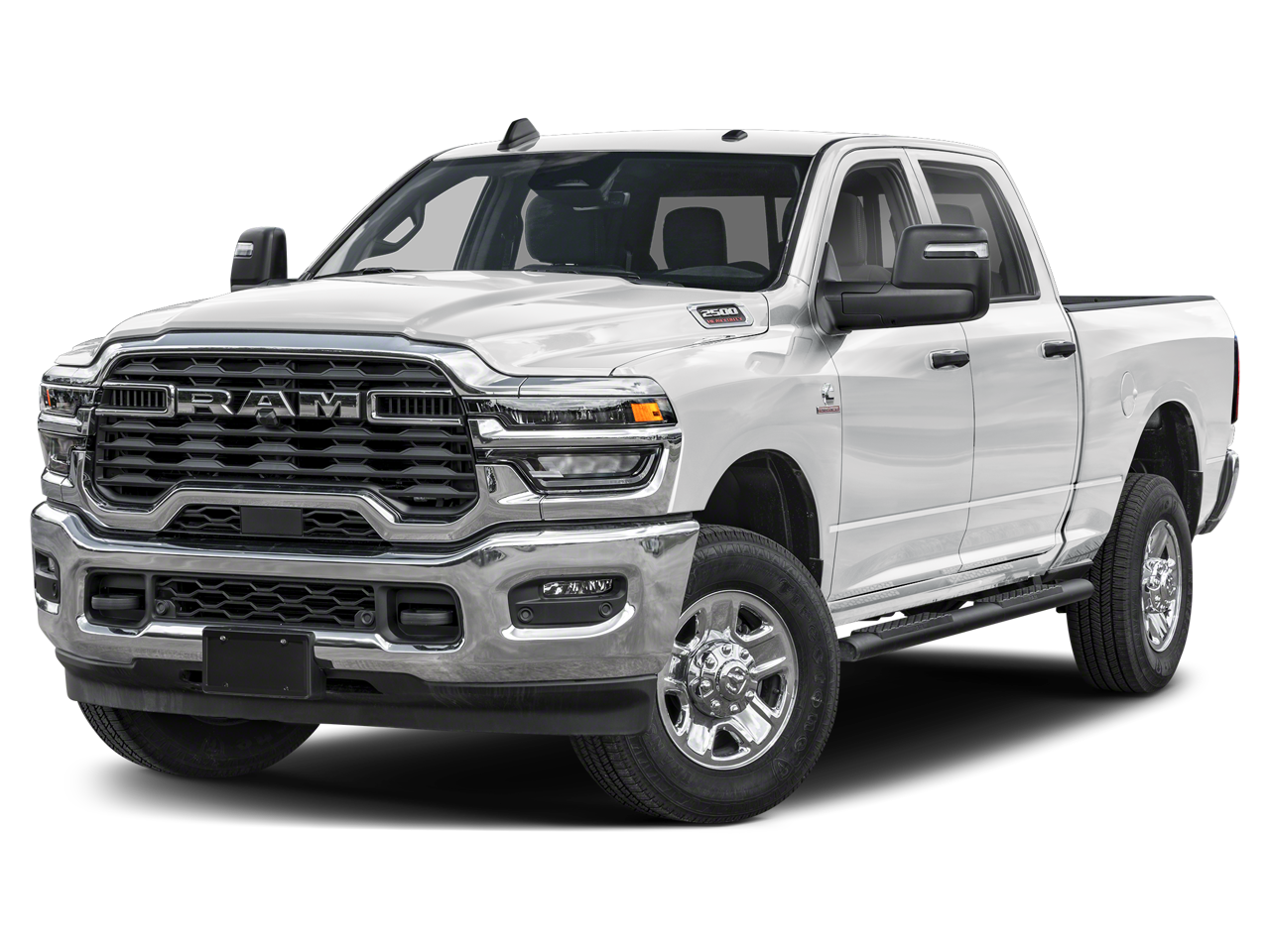 2026 RAM 2500 RAM 2500 BLACK EXPRESS CREW CAB 4X4 6'4' BOX in Bright White Clear-Coat Exterior Paint — front three-quarter view