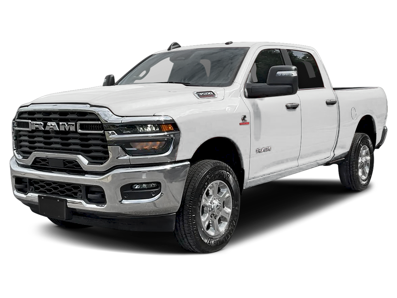 2026 RAM 3500 RAM 3500 LONE STAR CREW CAB 4X4 8' BOX in Bright White Clear-Coat Exterior Paint — front three-quarter view