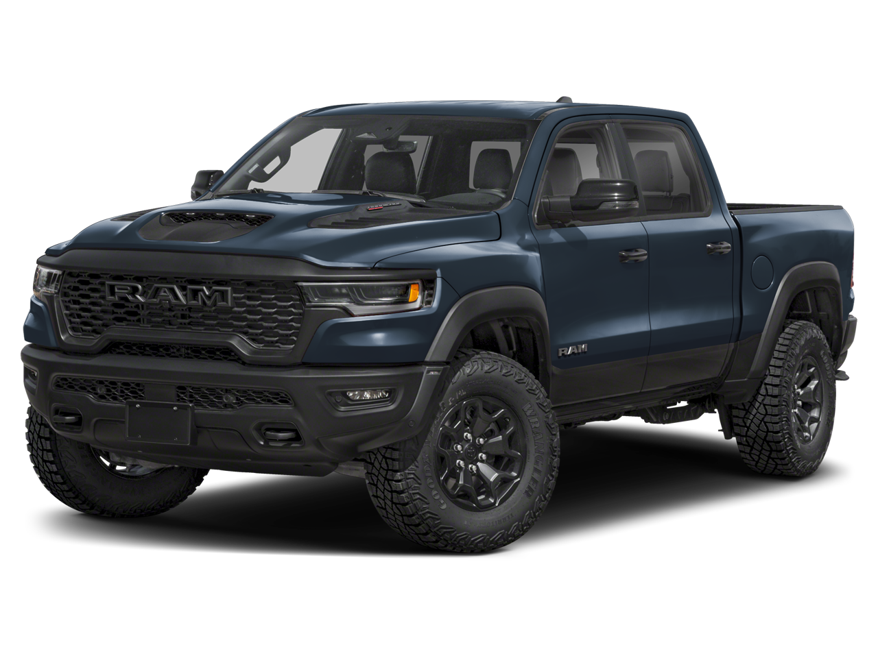 2026 RAM 1500 RAM 1500 RHO CREW CAB 4X4 5'7' BOX in Molten Red Pearl-Coat Exterior Paint — front three-quarter view