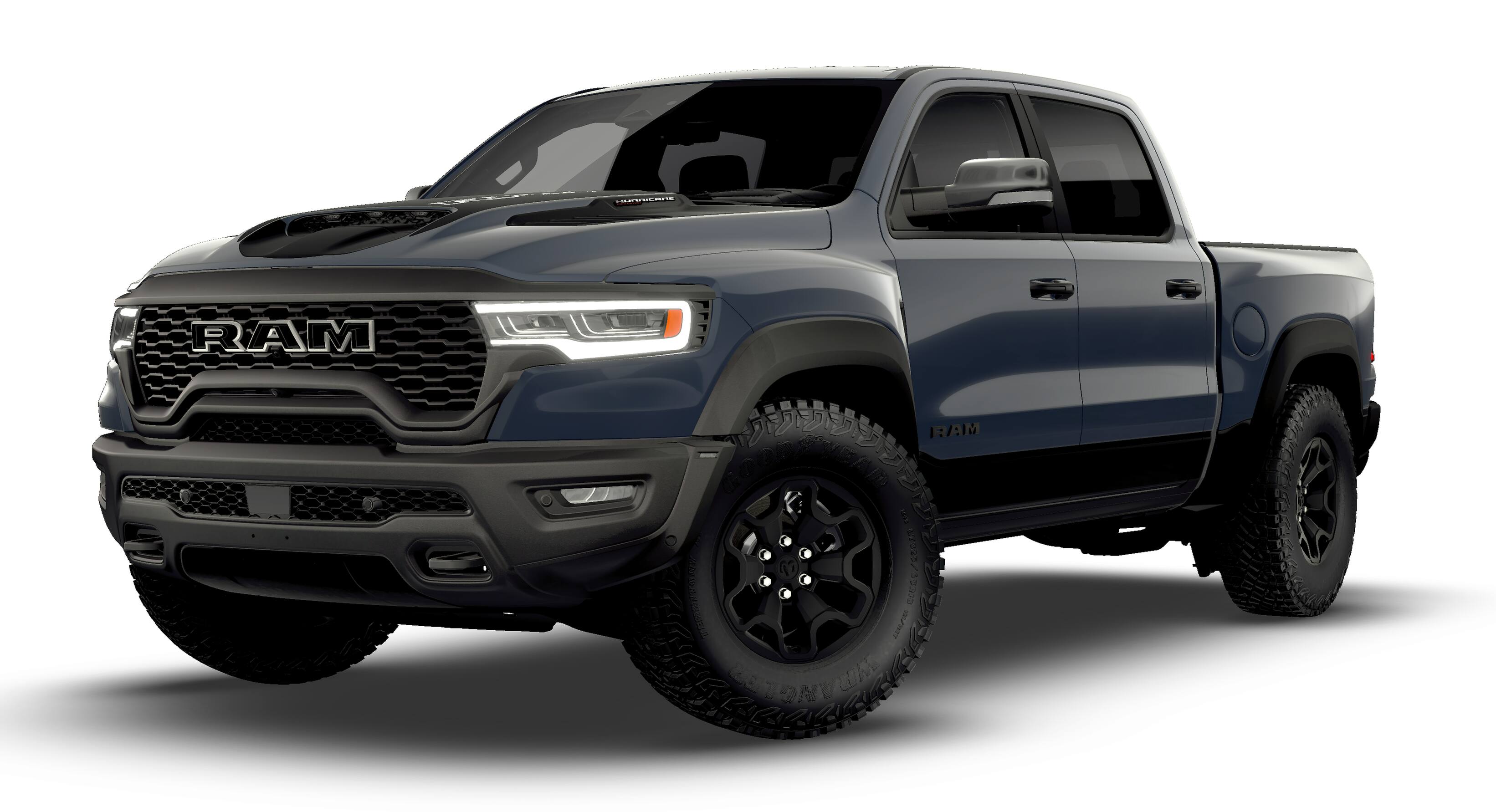 2026 RAM 1500 RAM 1500 RHO CREW CAB 4X4 5'7' BOX in Forged Blue Metallic Exterior Paint — front three-quarter view