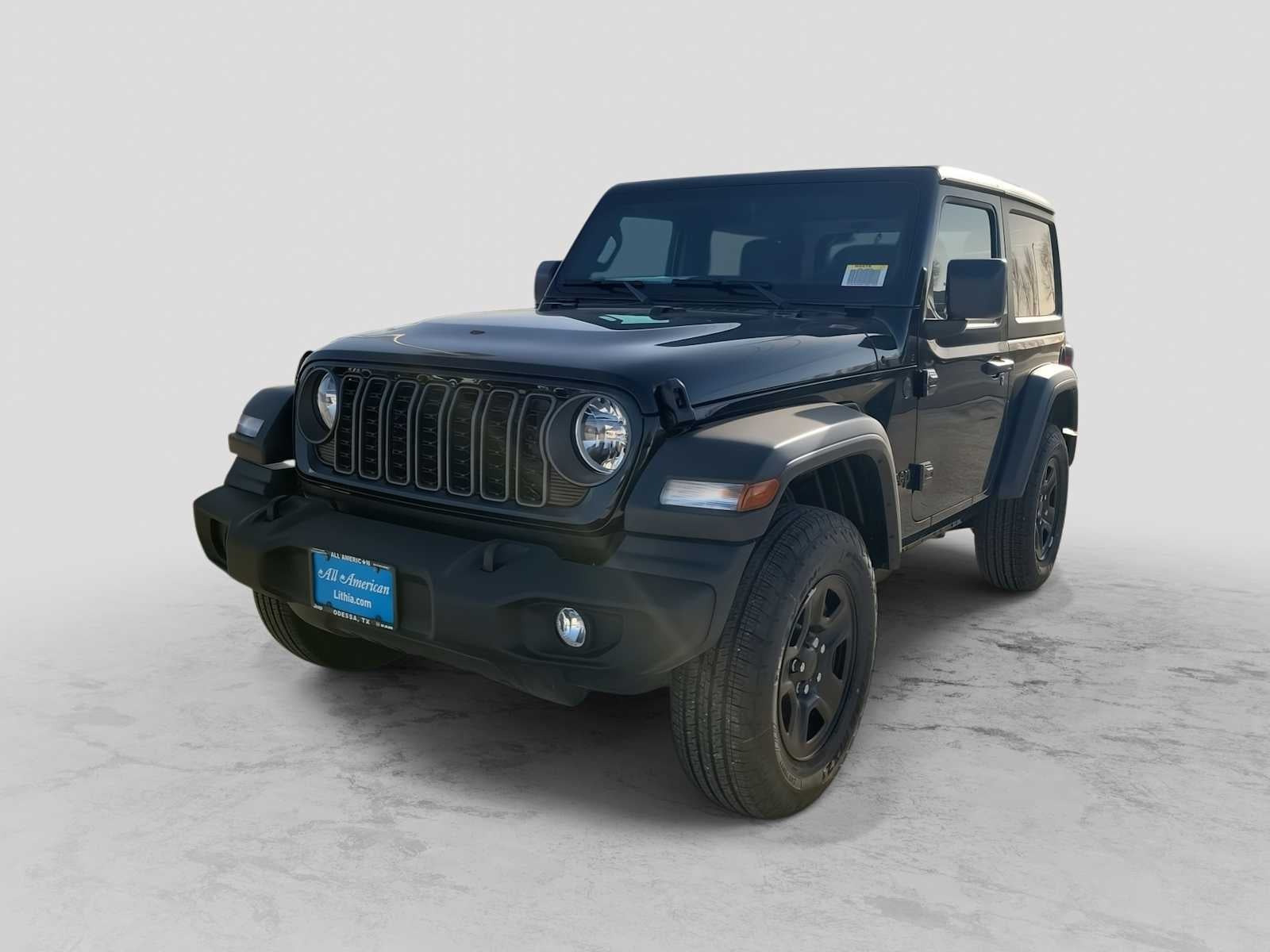 2026 Jeep Wrangler WRANGLER 2-DOOR SPORT in Black Clear-Coat Exterior Paint — front three-quarter view