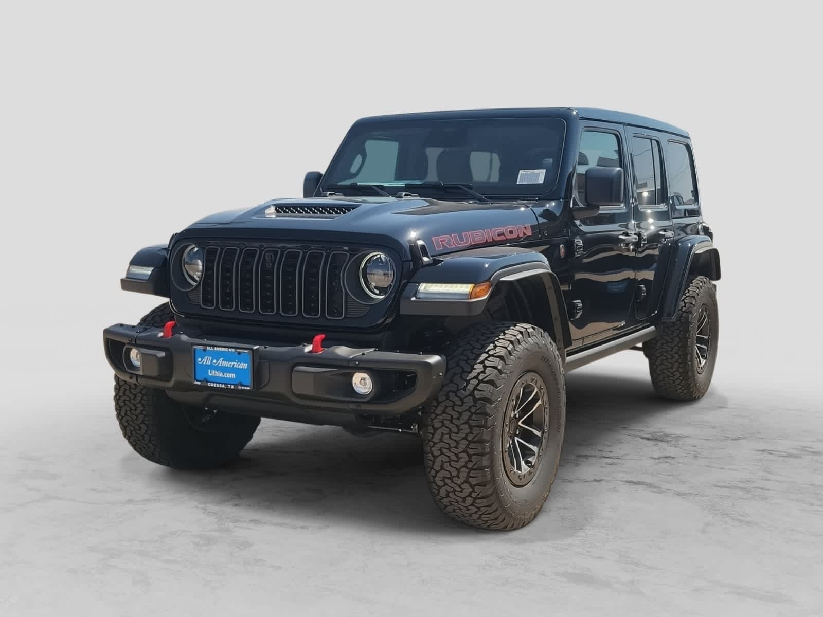2026 Jeep Wrangler WRANGLER 4-DOOR RUBICON X in Black Clear-Coat Exterior Paint — front three-quarter view