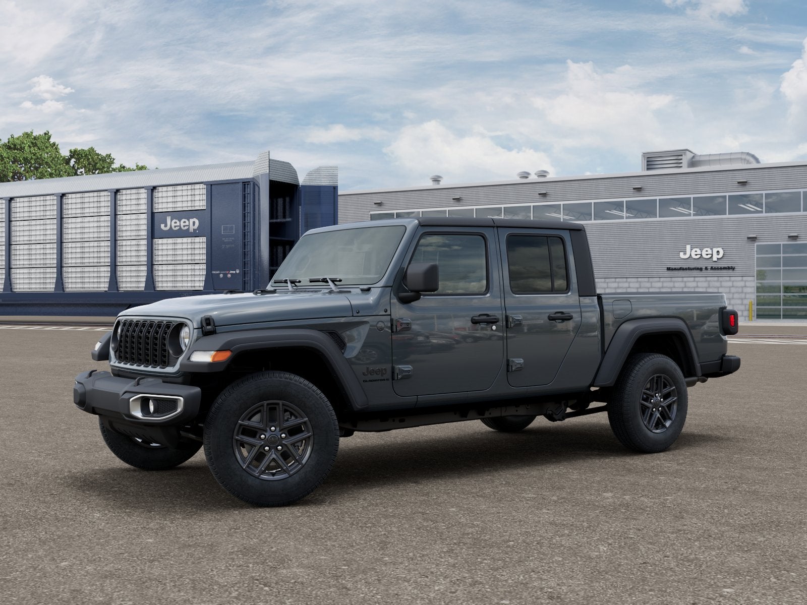 2026 Jeep Gladiator GLADIATOR SPORT 4X4 in Anvil Clear-Coat Exterior Paint — front three-quarter view