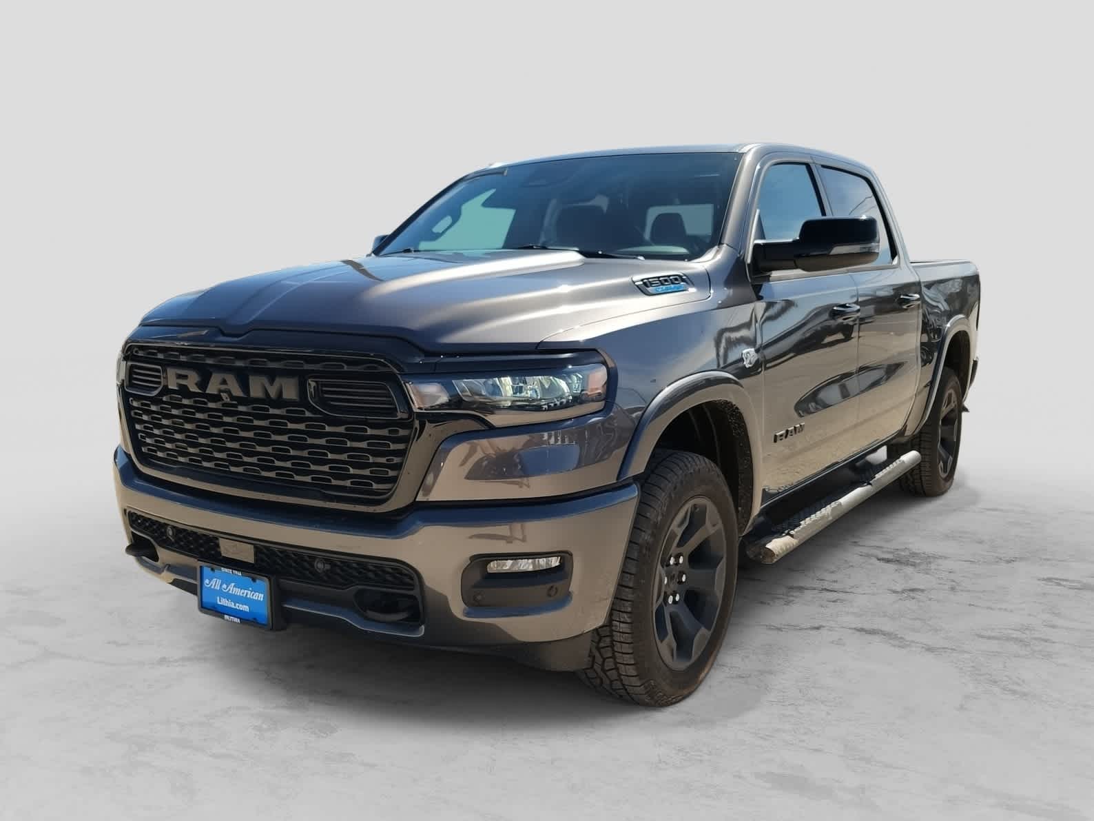 2026 RAM 1500 RAM 1500 BIG HORN CREW CAB 4X4 5'7' BOX in Granite Crystal Metallic Clear-Coat Exterior Paint — front three-quarter view