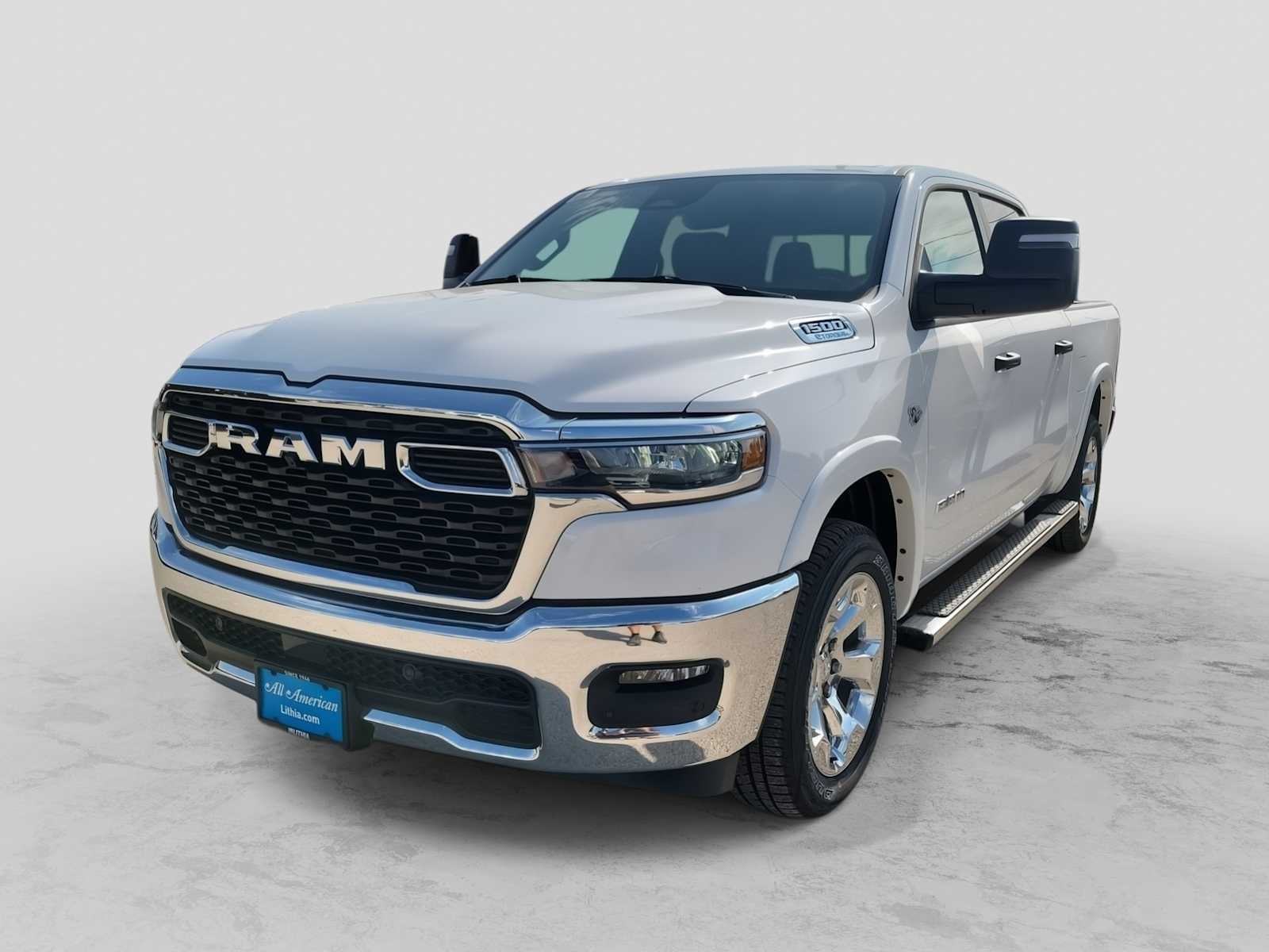 2026 RAM 1500 RAM 1500 BIG HORN CREW CAB 4X4 5'7' BOX in Bright White Clear-Coat Exterior Paint — front three-quarter view