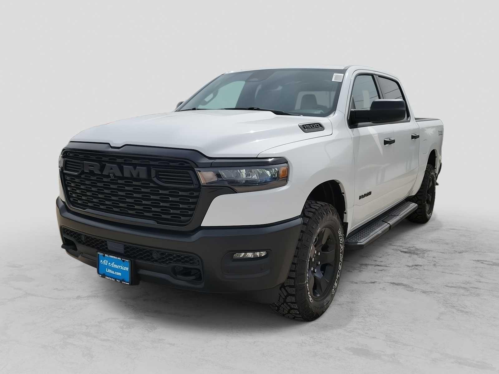 2026 RAM 1500 RAM 1500 WARLOCK CREW CAB 4X4 5'7' BOX in Bright White Clear-Coat Exterior Paint — front three-quarter view