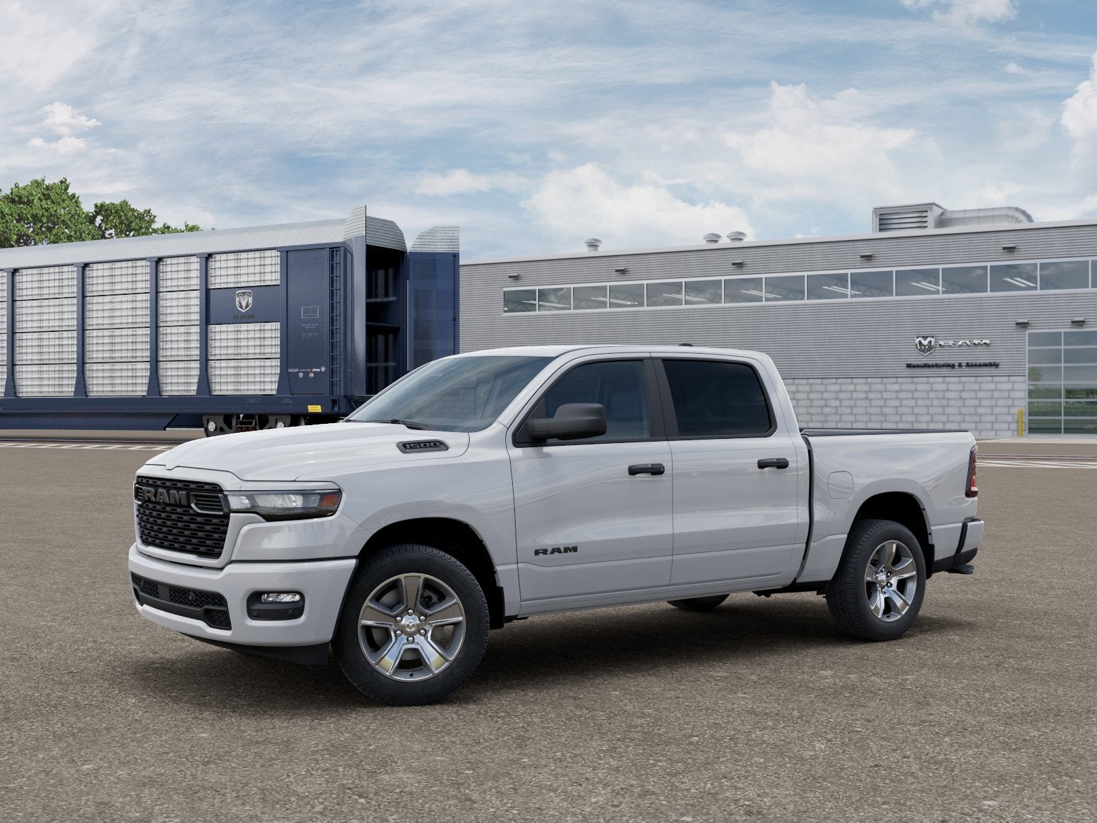 2026 RAM 1500 RAM 1500 EXPRESS CREW CAB 4X2 5'7' BOX in Bright White Clear-Coat Exterior Paint — front three-quarter view