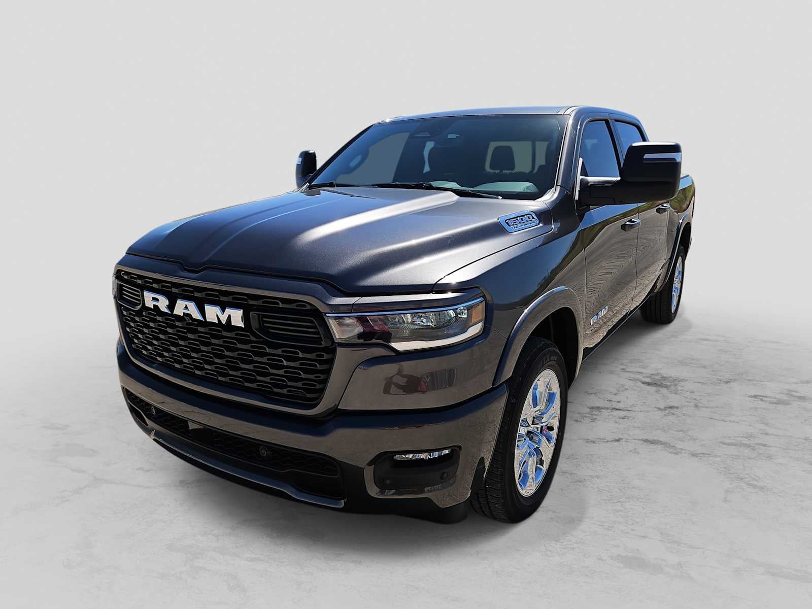 2026 RAM 1500 RAM 1500 BIG HORN CREW CAB 4X4 5'7' BOX in Granite Crystal Metallic Clear-Coat Exterior Paint — front three-quarter view