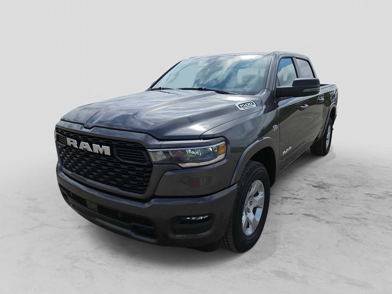 2026 RAM 1500 RAM 1500 BIG HORN CREW CAB 4X4 5'7' BOX in Granite Crystal Metallic Clear-Coat Exterior Paint — front three-quarter view