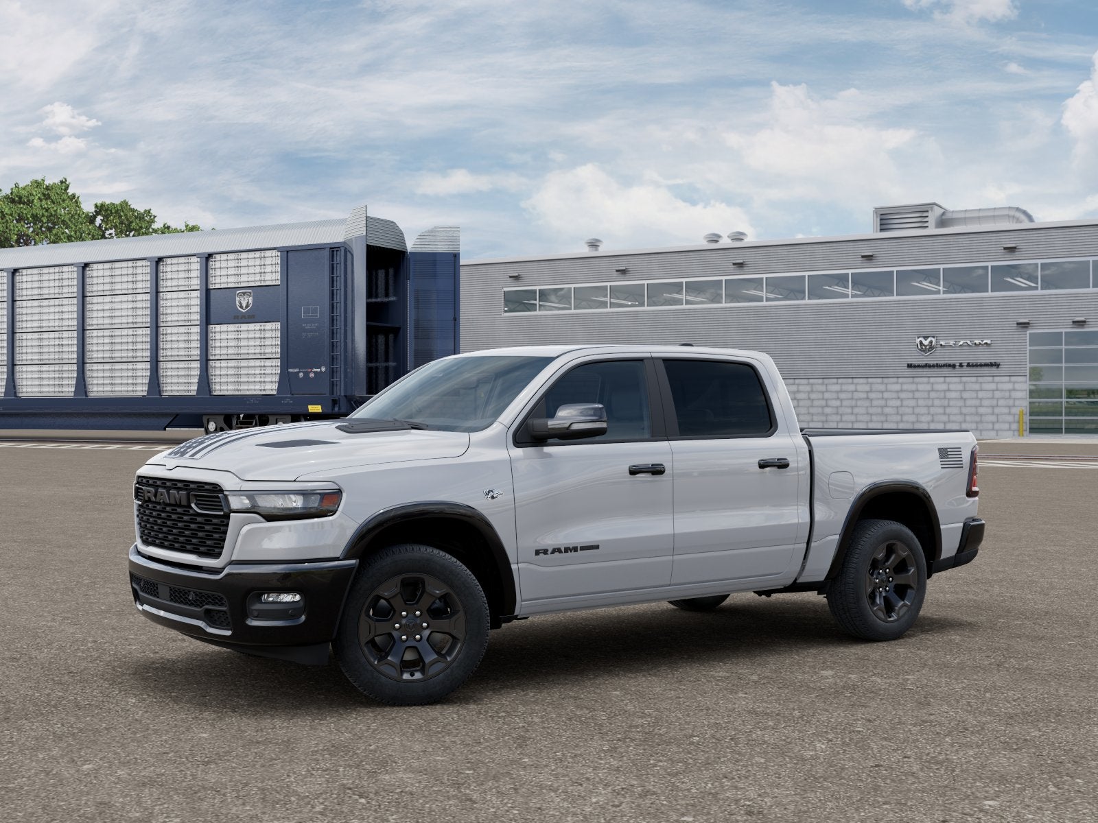 2026 RAM 1500 RAM 1500 LONE STAR CREW CAB 4X4 5'7' BOX in Bright White Clear-Coat Exterior Paint — front three-quarter view