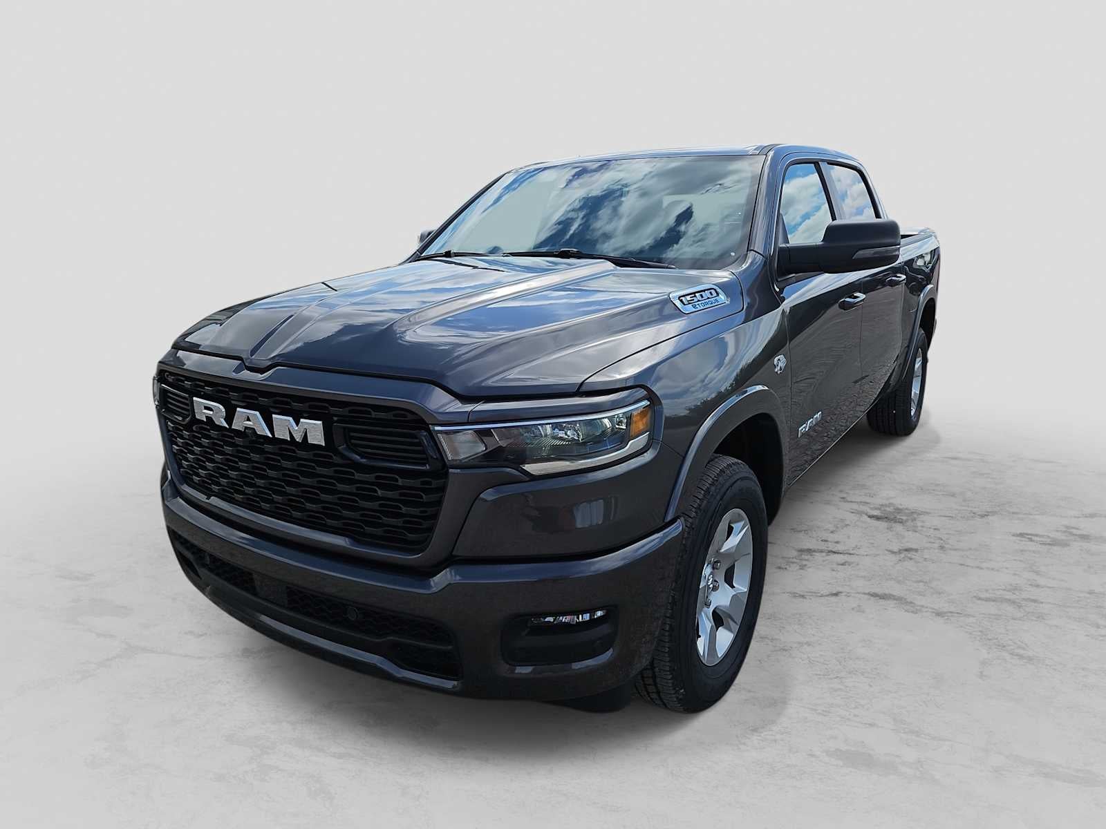 2026 RAM 1500 RAM 1500 BIG HORN CREW CAB 4X4 5'7' BOX in Granite Crystal Metallic Clear-Coat Exterior Paint — front three-quarter view