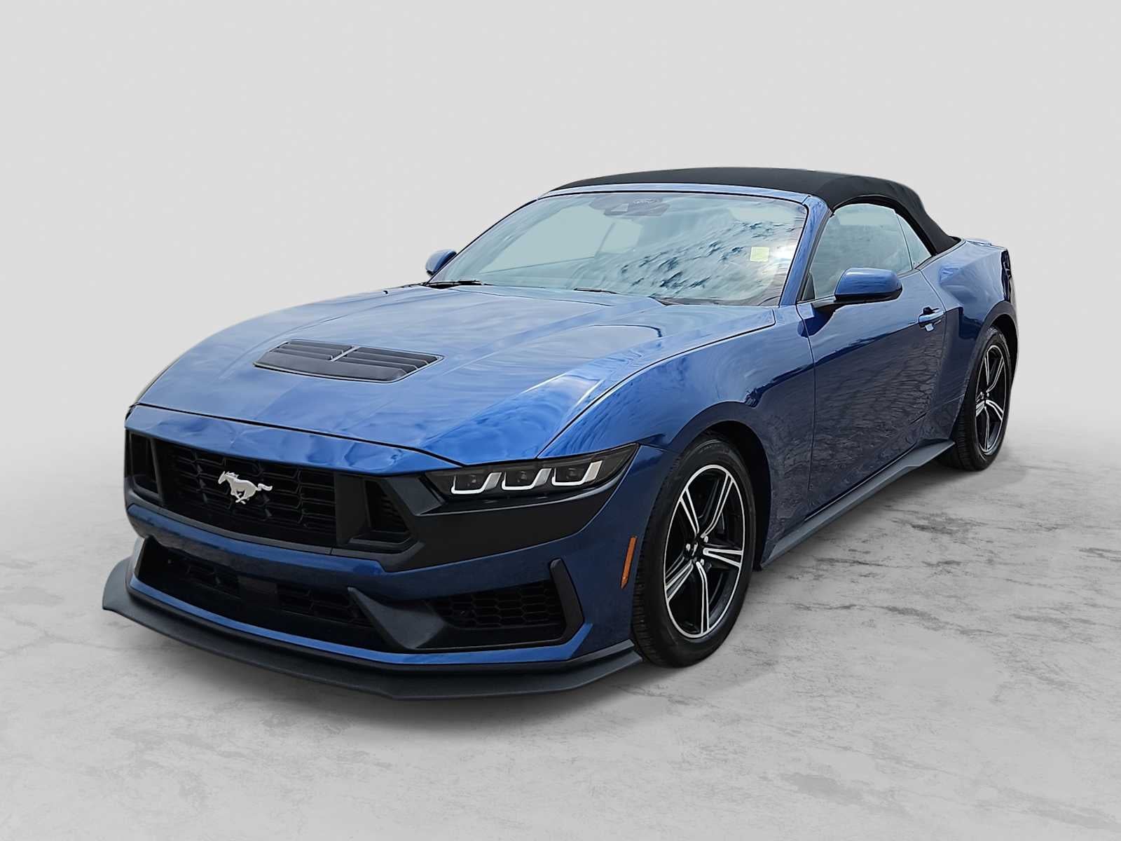 2024 Ford Mustang EcoBoost Premium Convertible in Atlas Blue — front three-quarter view