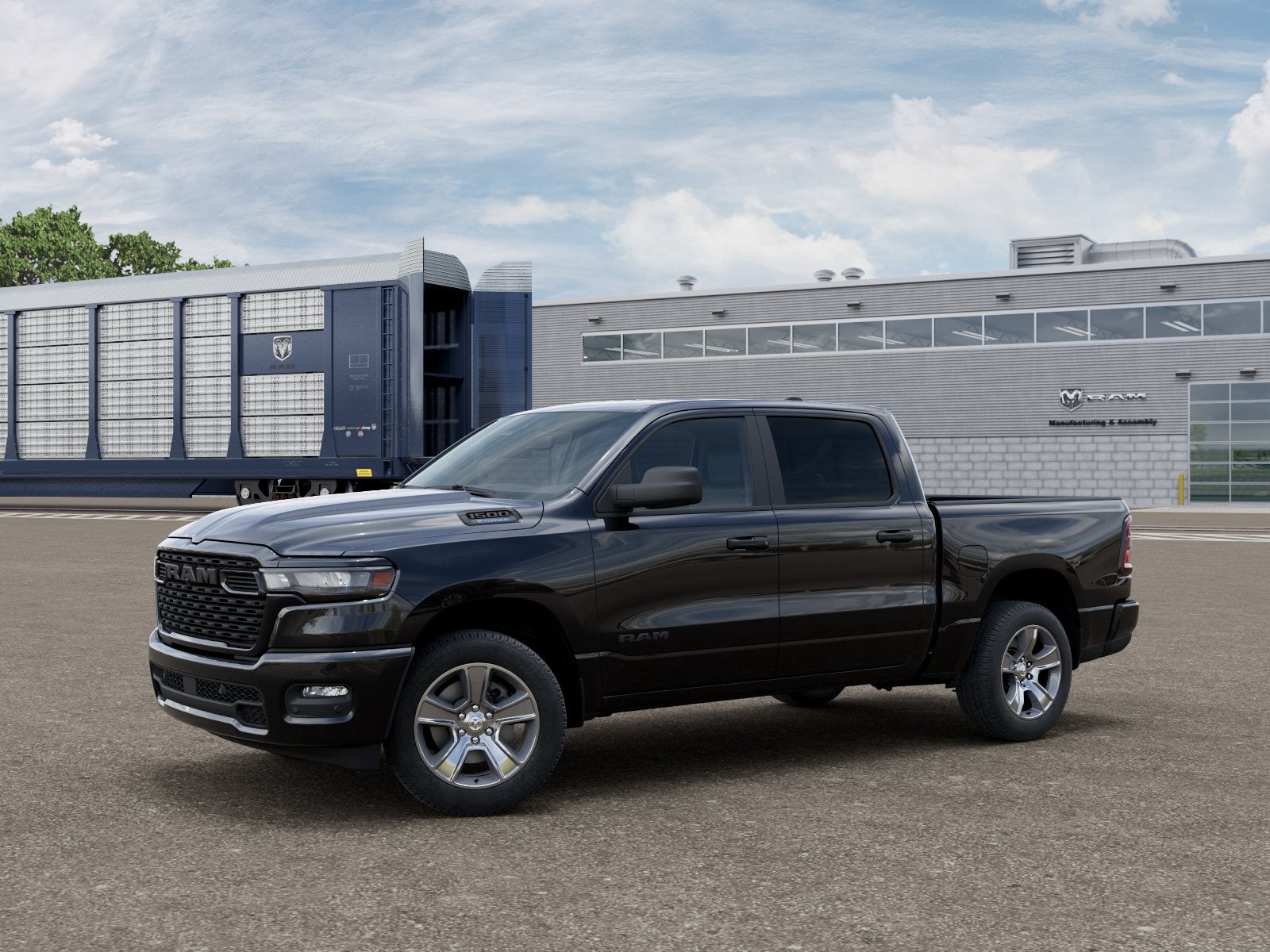 2026 RAM 1500 RAM 1500 EXPRESS CREW CAB 4X2 5'7' BOX in Diamond Black Crystal Pearl-Coat Exterior Paint — front three-quarter view