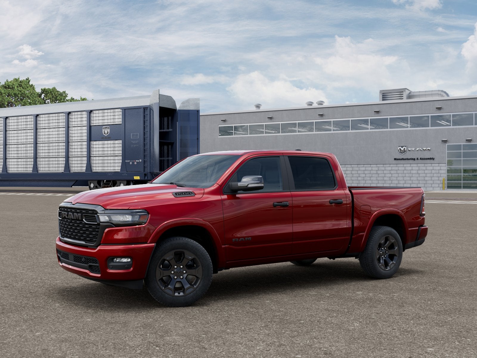 2026 RAM 1500 RAM 1500 LONE STAR CREW CAB 4X4 5'7' BOX in Molten Red Pearl-Coat Exterior Paint — front three-quarter view